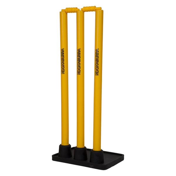 Kookaburra Plastic Rubber Base Stumps - full set view