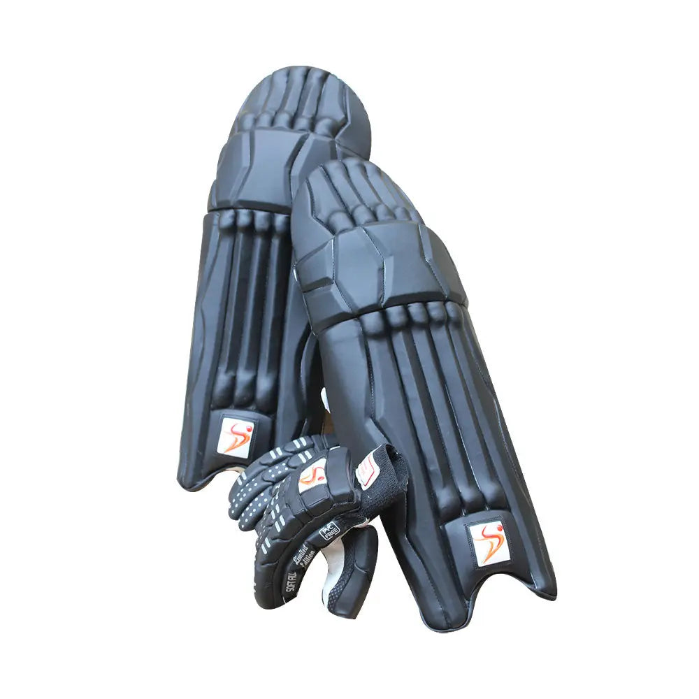 DS Black Cricket Pads & Gloves Set DS Sports