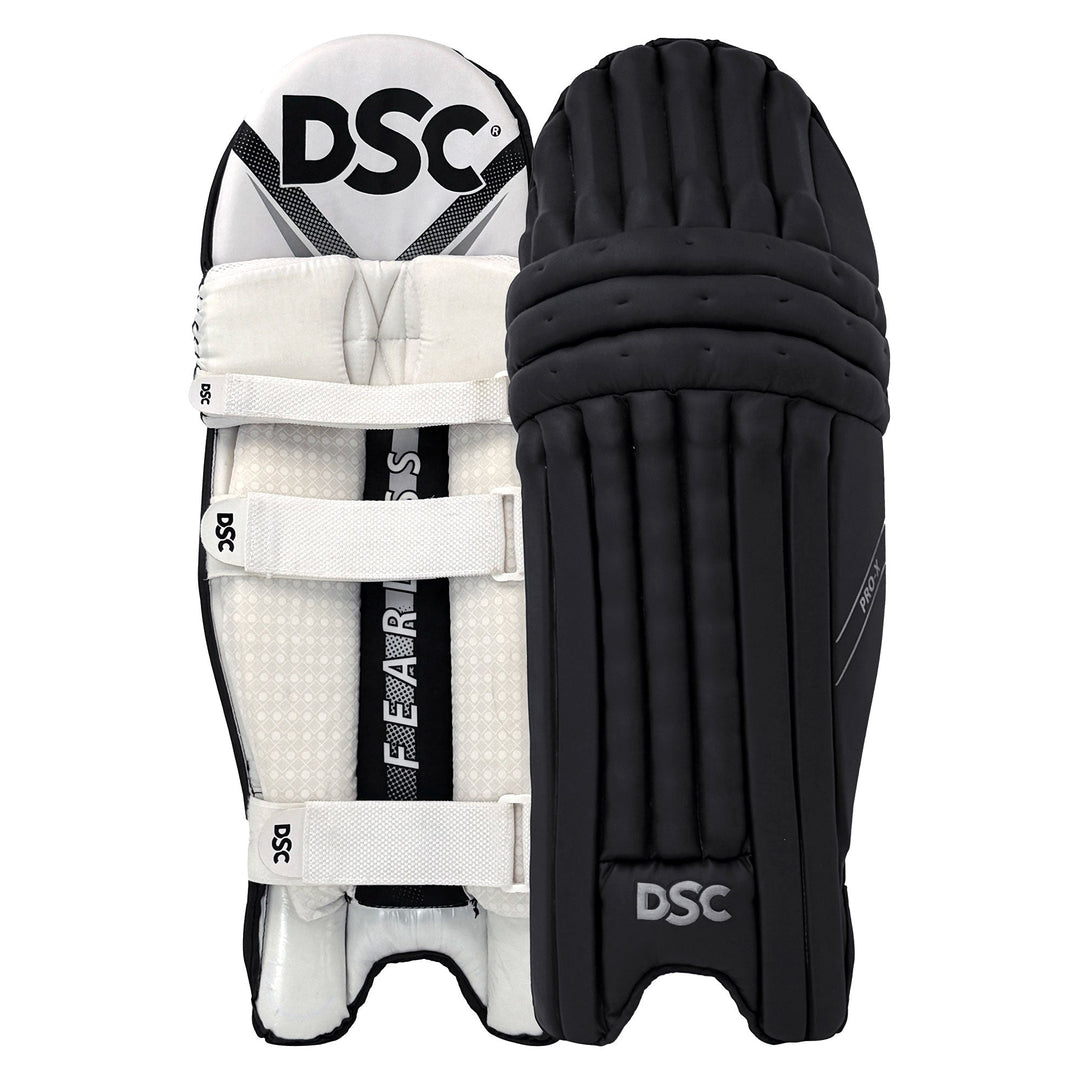 DSC Pro X Batting Leg Guard Black - front view