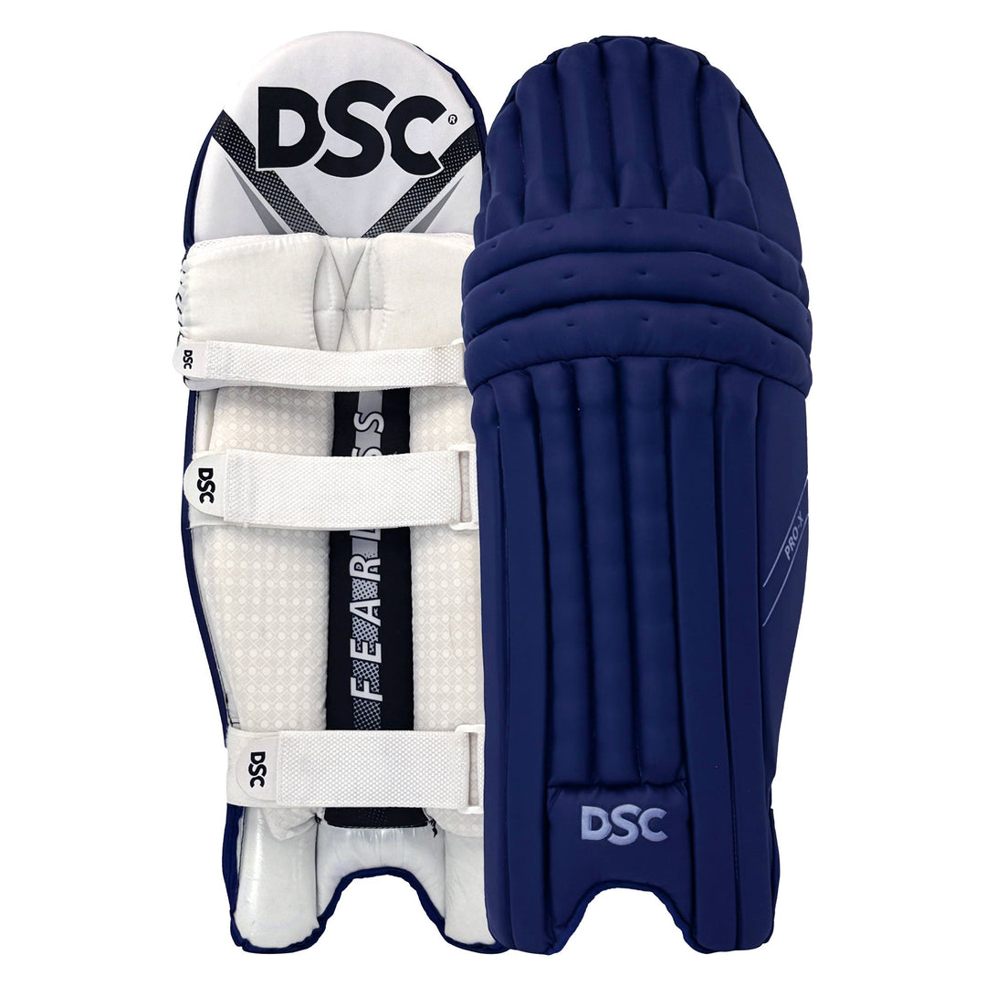 DSC Pro X Batting Leg Guard Navy - front view