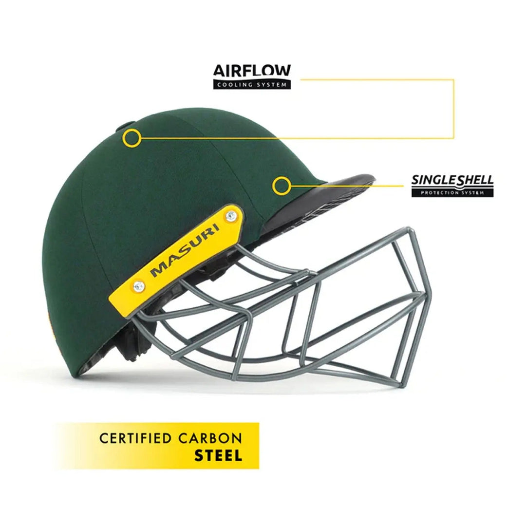 Masuri C Line Plus Steel Cricket Helmet Green Masuri