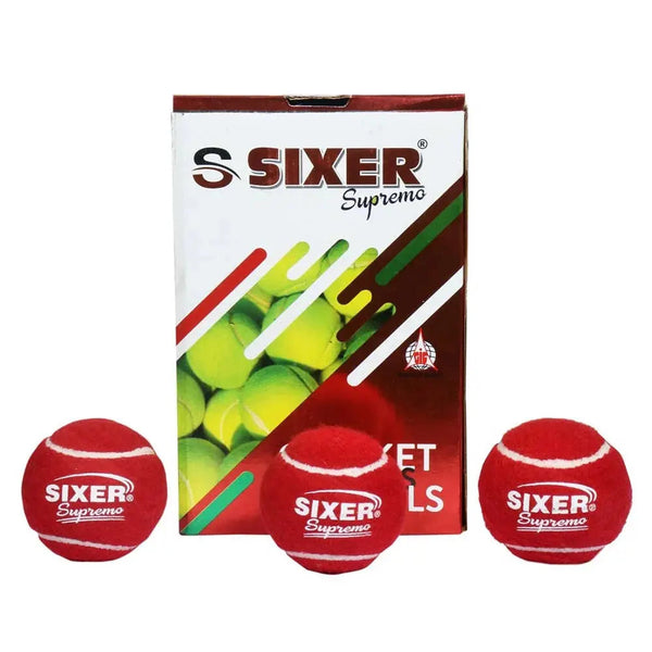 Tennis Ricket Sixer Supremo Cricket Tennis Ball | Single Red | Training Ball ...