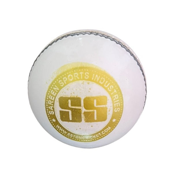 SS County White Cricket Ball - seam detail